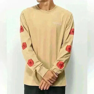 Empyre Vertigo Rose Natural Long Sleeve T-Shirt Tan Red Men’s Size Medium